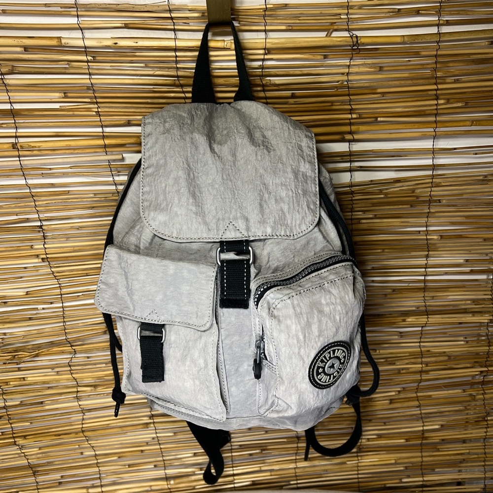Kipling Light Gray Backpack With Black Accents - image 1